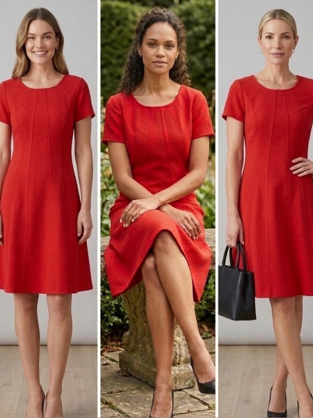 Oscar De La Renta Red Wool Dress. Made In Italy.